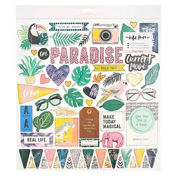 Набор наклеек из чипборда с фольгированием "Wild heart" (Crate Paper)