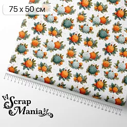 Отрез ткани 75х50 см "Снежинки-мандаринки. Шарики" (ScrapMania)