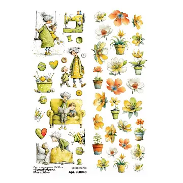 Лист с картинками 10х30 см  "СуперБабушка. Мое хобби" (ScrapMania)