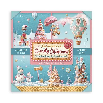 Набор бумаги 20х20 см "Candy Christmas", 22 листа (Stamperia)