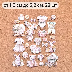 Набор высечек из ткани "Плюшевые малыши", 28 шт (ScrapMania)