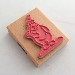 Резиновый штамп на деревянной основе "Белый мишка"