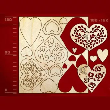 Набор украшений из дерева "Сердца - 3" (Россия)