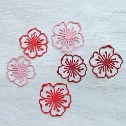 Набор вырубок "Цветок шиповника", цвет красный микс 2