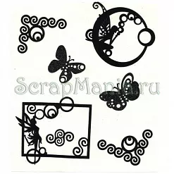 Набор украшений из фетра самоклеющийся "Рамки, бабочки и уголки"