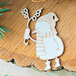 Украшение из чипборда "Снеговик с хлопушкой" (ScrapКрым)