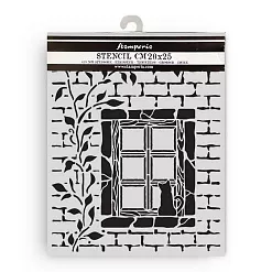Трафарет 20х25 см "Herbarium Silvae. Кошка в окошке" (Stamperia)