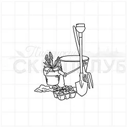 Штамп "Садовая композиция 4", 4,2х5,5 см (Скрапклуб) Штамп "Садовая композиция 4", 4,2х5,5 см (Скрапклуб)