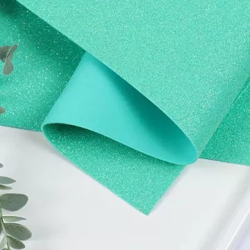 Лист фоамирана с глиттером 50х50 см "Зеленый Н018", толщина 2 мм