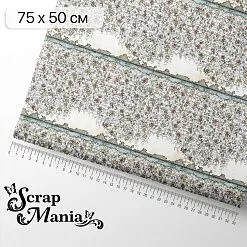 Отрез ткани 75х50 см "Алиса и Чеширский кот. Цветочная стена" (ScrapMania)