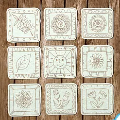 Набор украшений из чипборда "Квадратное лето. Гравировка" (Chipboards) Набор украшений из чипборда "Квадратное лето. Гравировка" (Chipboards)