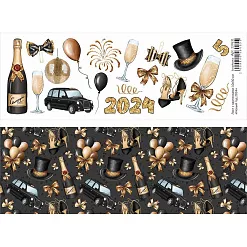 Лист с картинками 10х30 см "Новый год 2024" (ScrapMania)