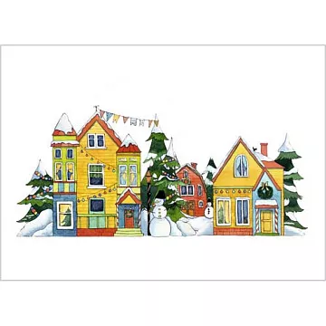 Тканевая карточка "Новогодние улицы. С домиком" (ScrapMania)