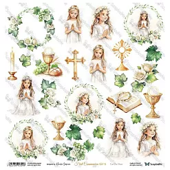 Бумага 30х30 см "White Roses. First Communion Girl 5" (ScrapAndMe) Бумага 30х30 см "White Roses. First Communion Girl 5" (ScrapAndMe)