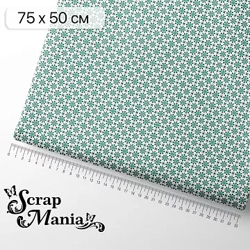 Отрез ткани 75х50 см "Рождество у волшебников. Изумрудные снежинки" (ScrapMania)