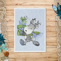 Тканевая карточка "Волшебный снегопад. Олененок с подарками (ScrapMania) Тканевая карточка "Волшебный снегопад. Олененок с подарками (ScrapMania)