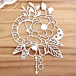 Украшение из чипборда "Орнамент с часами и цветами" (Просто небо) Украшение из чипборда "Орнамент с часами и цветами" (Просто небо)