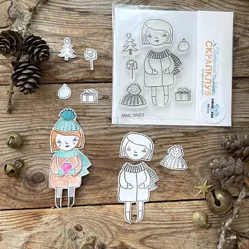 Набор штампов "Девочка-зима", 3,6х5,3 см (MimiCut)