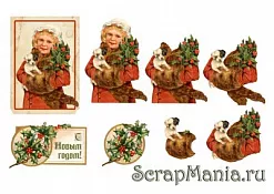 Аппликация бумажная для вырезания "Девочка в Новый Год" (Дейнека Ольга)