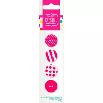 Набор пуговиц "Spots & Stripes Brights", цвет ярко-розовый (DoCrafts) Набор пуговиц "Spots & Stripes Brights", цвет ярко-розовый (DoCrafts)