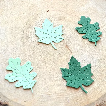Набор вырубок "Гербарий. Дуб и клен", 4 шт, цвет мятный и зеленый
