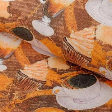 Отрез ткани 48х50 см "Кофе-тайм. Крупные чашечки на коричневом фоне" (Артмикс)