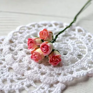 Букет роз с полуоткрытым бутоном "Розовый с желтым", 0,8 см, 5 шт (Craft)