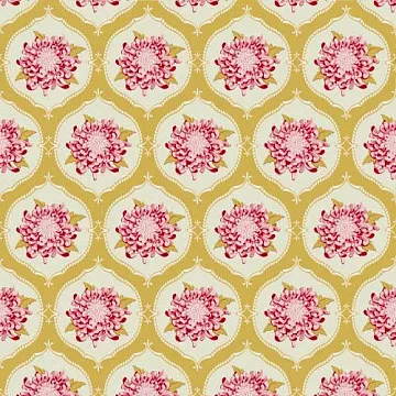 Отрез ткани 50х70 см "Орнамент с большим цветком, цвет горчичный" (Tilda)