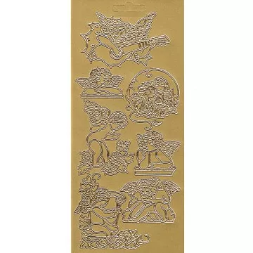 Контурные наклейки "Музыкальные ангелы", лист 10x24,5 см, цвет золото