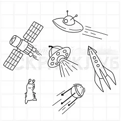 Штамп "Ракеты и спутники", 3,7х3 см (Скрапклуб)