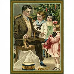 Тканевая карточка "В лучших традициях Рождества. Отец с дочками" (ScrapMania) Тканевая карточка "В лучших традициях Рождества. Отец с дочками" (ScrapMania)