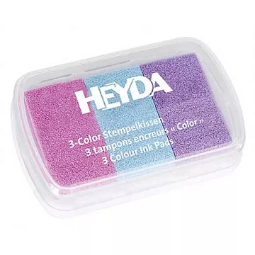 Штемпельная подушечка "Inc Pads 3 Colour" с чернилами на масляной основе, оттенки розового с голубым (Heyda)