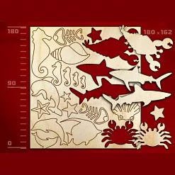 Набор украшений из дерева "Море" (Россия)