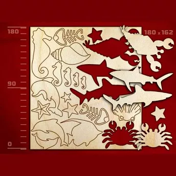 Набор украшений из дерева "Море" (Россия)