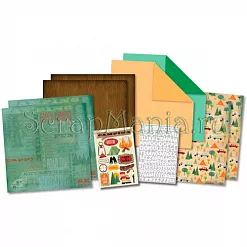 Набор бумаги 30х30 см с наклейками "Поход" (Karen Foster)