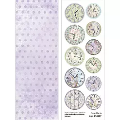 Лист с картинками 10х30 см "Весенний перезвон. Часы" (ScrapMania)