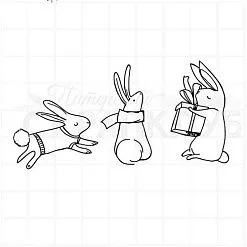 Штамп "Зайцы с подарками", 4 см (Скрапклуб)