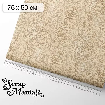 Отрез ткани 75х50 см "Сезон ромашек. Бежевые цветы" (ScrapMania)