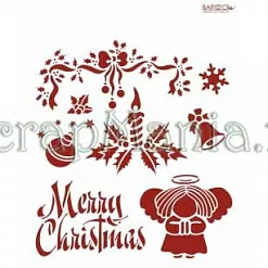 Трафарет пластиковый многоразовый 20*25см «Merry Christmas» со свечкой Трафарет пластиковый многоразовый 20*25см «Merry Christmas» со свечкой