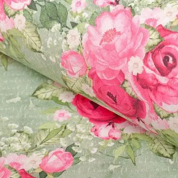 Отрез ткани 48х50 см "Великолепный розарий. Крупные букеты на зеленом" (Артмикс)