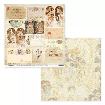 Бумага 30х30 см "Сохрани на память. Винтажные открытки. Картинки для вырезания" (Summer Studio)