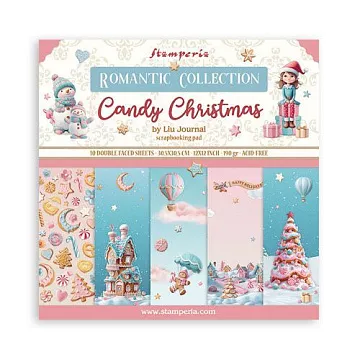 Набор бумаги 30х30 см "Candy Christmas", 10 листов (Stamperia) Набор бумаги 30х30 см "Candy Christmas", 10 листов (Stamperia)