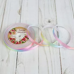 Лента атласная "Разноцветная радуга", ширина 1 см, длина 17 м (АртУзор)