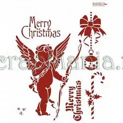 Трафарет пластиковый многоразовый 20*25см «Merry Christmas» с ангелом Трафарет пластиковый многоразовый 20*25см «Merry Christmas» с ангелом