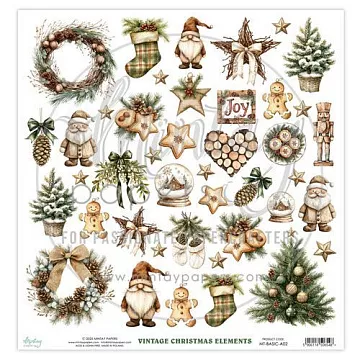 Бумага 30х30 см "Rustic Christmas. Для вырезания" (Mintay)