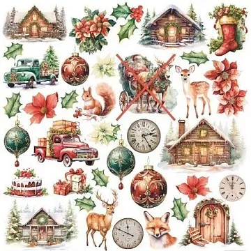 Бумага 30х30 см "Праздник к нам приходит. Для вырезания. Элементы 2" (Scrapodelie) ЕСТЬ НЮАНС