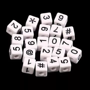 Набор бусин "Цифры на белом кубике. Большие" (АртУзор)