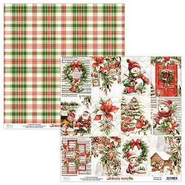 Бумага 30х30 см "Holly Jolly 06. Карточки" (Mintay)