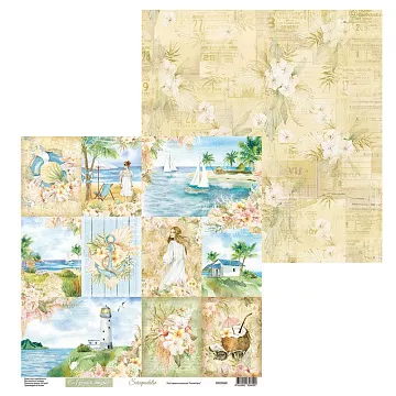 Бумага 30х30 см "Теплый бриз. Карточки" (Scrapodelie)