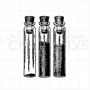 Штамп "Колбы с химикатами", 1,2х6,2 см (Скрапклуб)